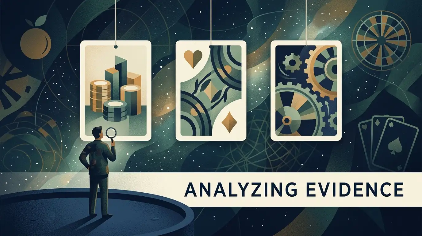 Evidence cards and space-themed casino categories